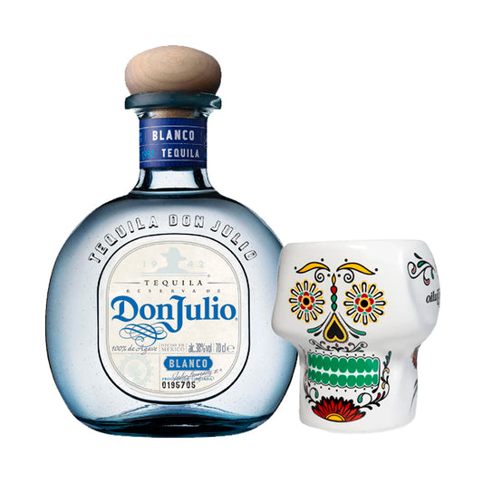 PACK TEQUILA DON JULIO BLANCO 750CC + VASO CATRINA DE REGALO