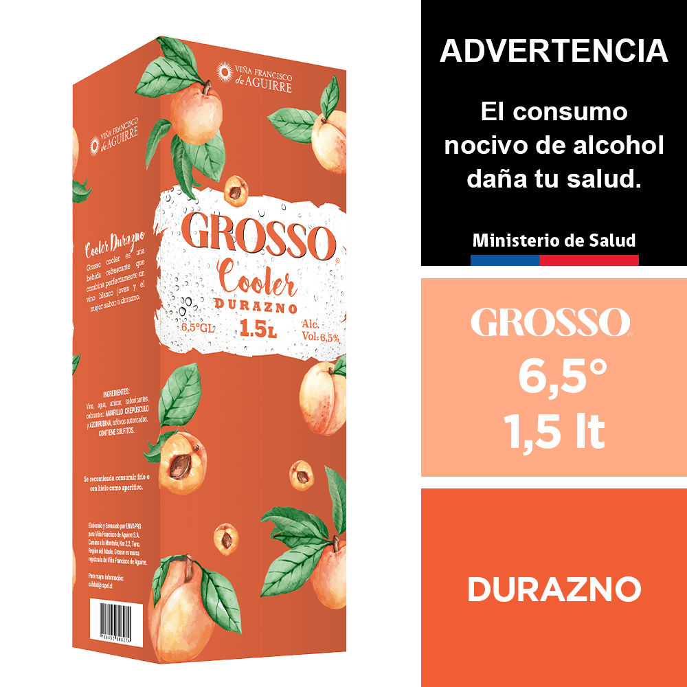 Vino grosso cooler durazno 1.5lt x 4u